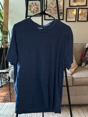 Old Navy Men's Large Navy Blue Crew Neck Short Sleeve Basic T-Shirt